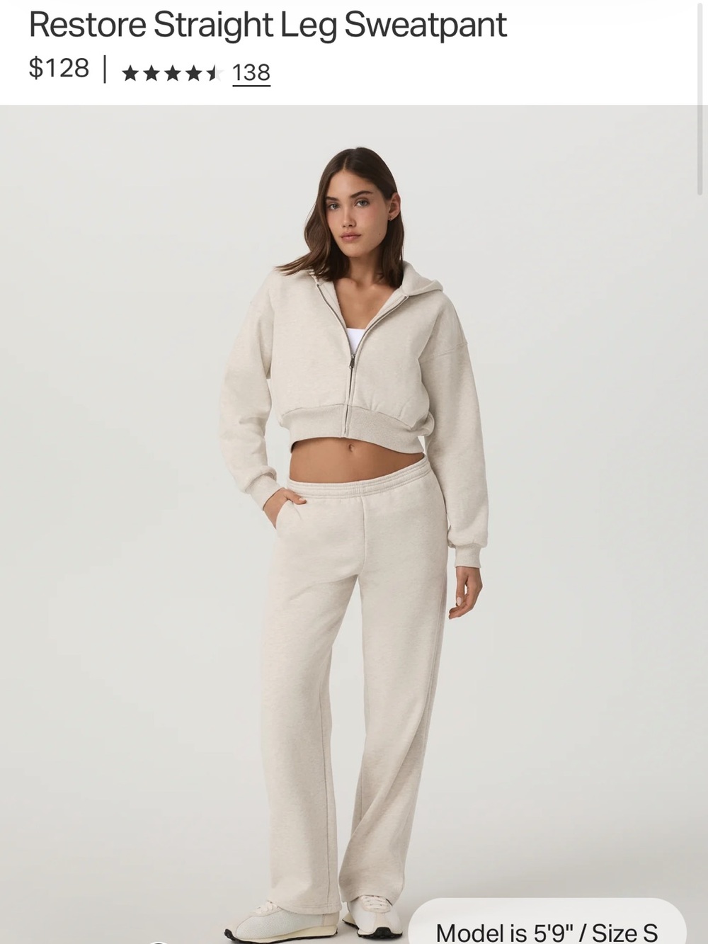Vuori Restore Straight Leg Sweatpant-bone heather-M-NWT - Picture 2 of 8
